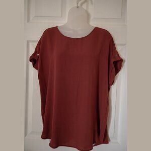 Maurices Burnt Orange Short Sleeved Top 0X XL Oversized Large